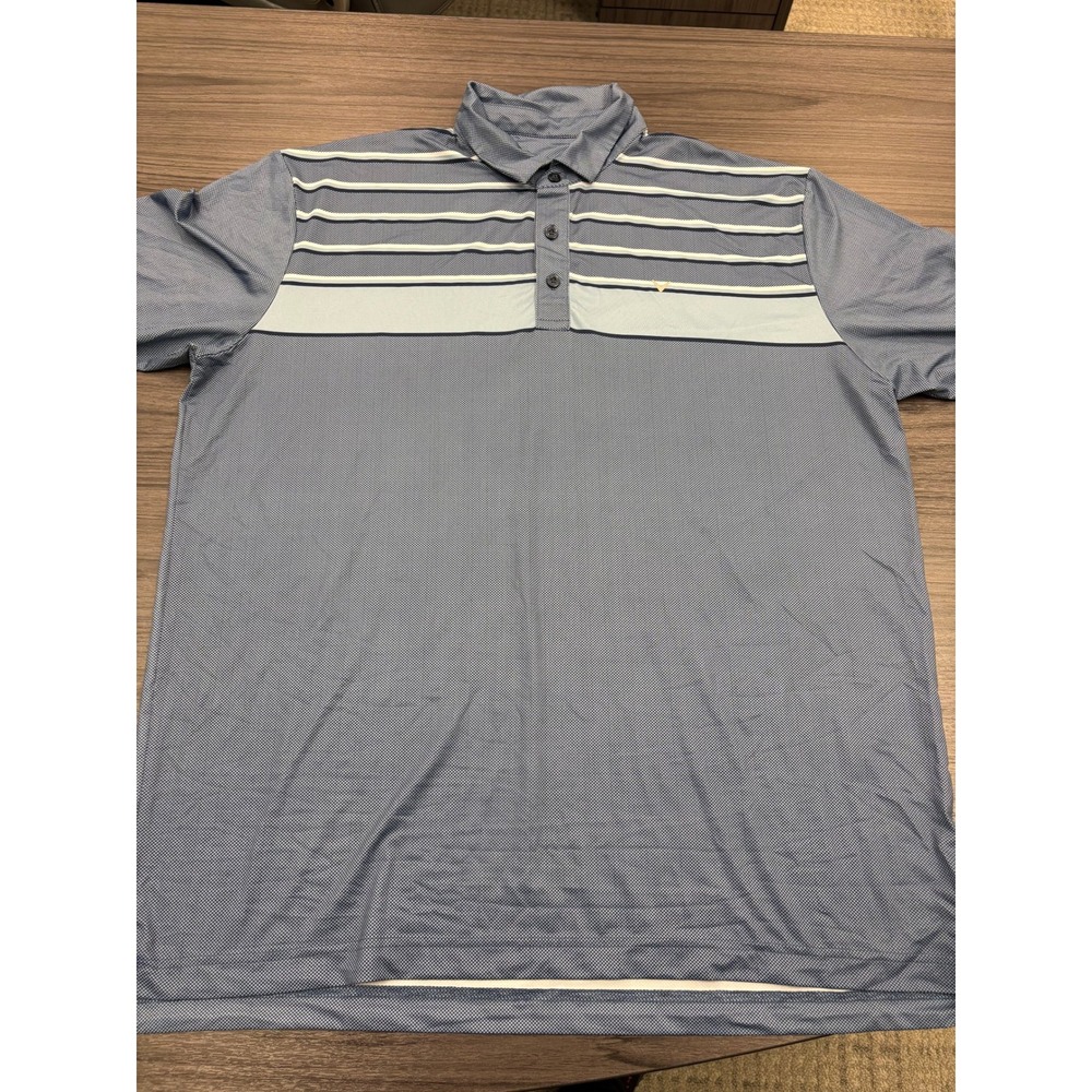 Callaway Golf Polo Shirt Men's XL Blue Stripe Opti-Dri Performance Athletic Fit